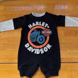 Harley-Davidson Black, White & Orange Baby One-Piece Bodysuit